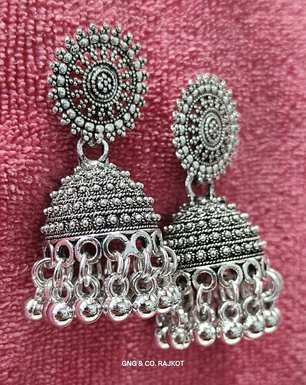 "Elegant Silver-Coloured Traditional Jhumka Earrings"
